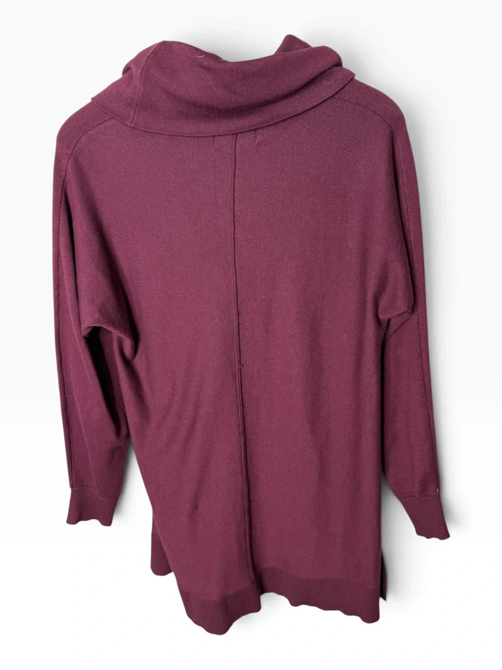 Joan Vass Burgundy Plum Size XL Cowl Neck Tunics Sweater